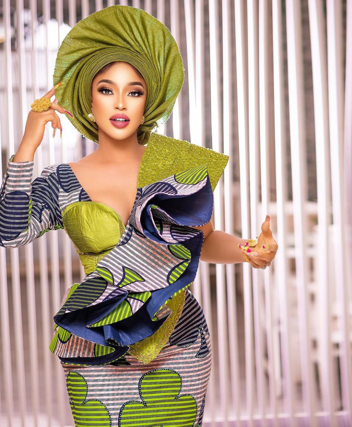 Glam Look Of The Day Tonto Dikeh Redefines Ankara In A Gorgeous Style