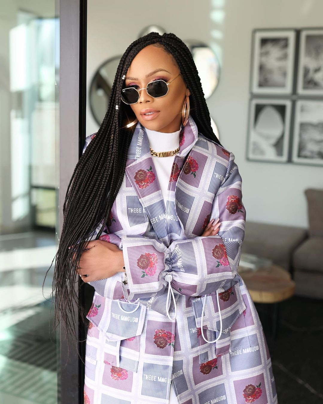 Bonang Matheba is a Glam Girl in Thebe Magugu's Bomber Jacket ...