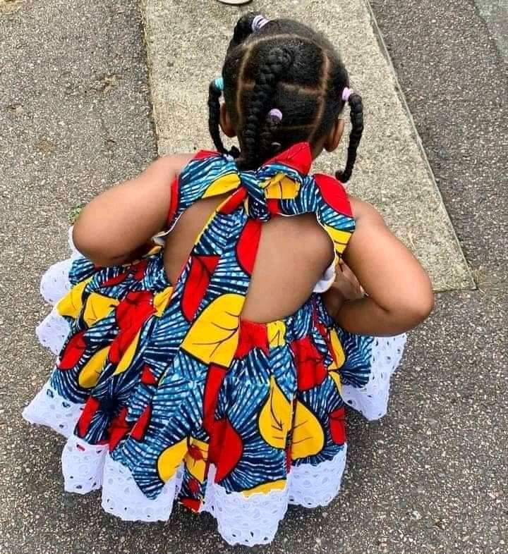 Baby Girl Clothes Toddler Girls African Traditional Style Fly Sleeve  Backless Dress Kids Ankara Princess Dresses 1-6Y 