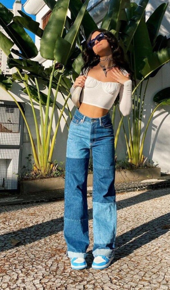 Buy ICNGLKSND Womens Girls High Waisted Baggy Jeans Straight Wide Leg Denim  Pants Y2K Trousers Streetwear with Big Pockets Black S at Amazonin