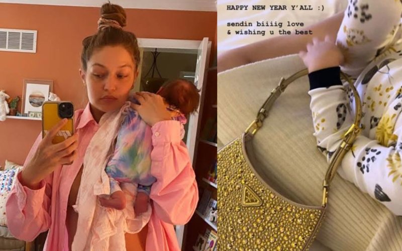 Gigi Hadid's daughter Khai, 2, clutches Prada bag in rare photo