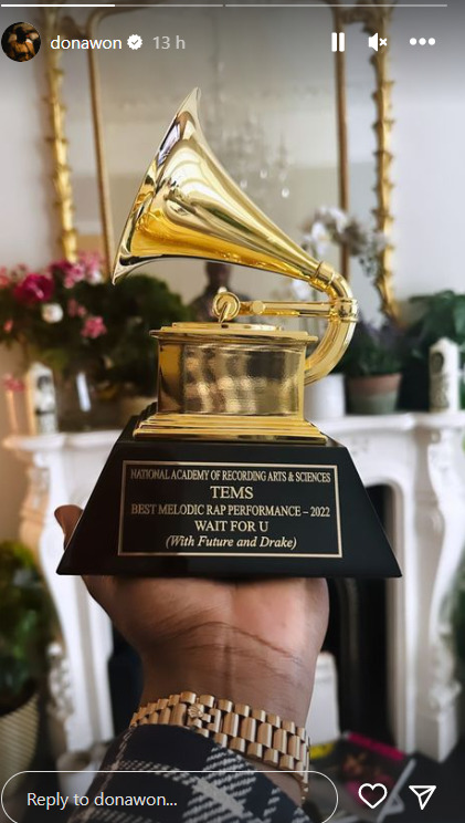 Singer, Tems finally receives her Grammy award plaque