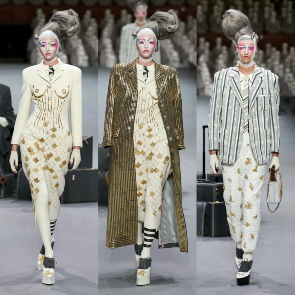 スーツ THOM BROWNE FW23 'RWB' briefs (FUU046A02188 680) Thom Browne FW 23/24 Haute Couture – GLAMSQUAD MAGAZINE