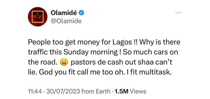 “Pastors are cashing out" Singer Olamide says, begs God for ministerial calling