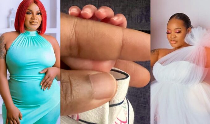 "My son clothed in rainbows" Uche Ogbodo beams with joy as she welcomes third child