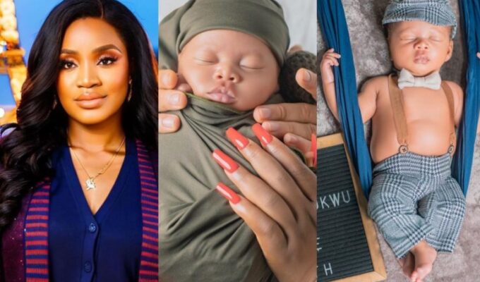 "He is so chubby and adorable" Uche Ogbodo gushes over newborn son as she unveils him