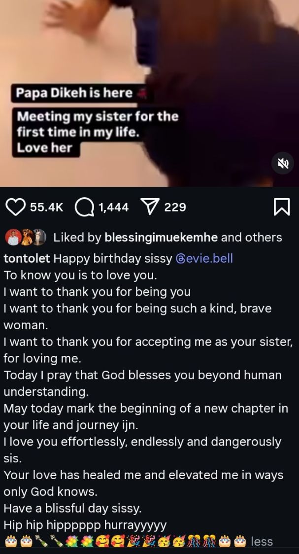 Tonto Dikeh Reunites With Lost Sister On Her Birthday