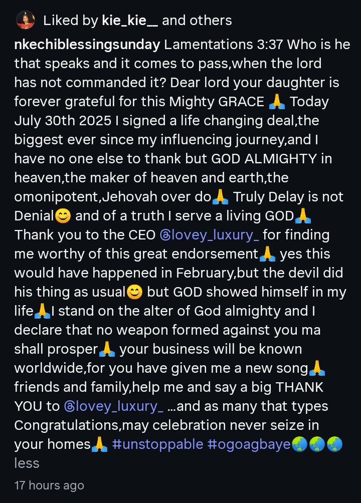 Nkechi Blessing Celebrates as She Sign N50 Million Deal